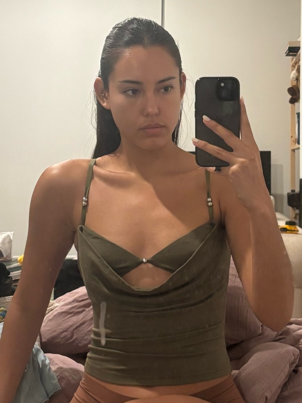 Edikted Olive Green Cowl Neck Camisole
